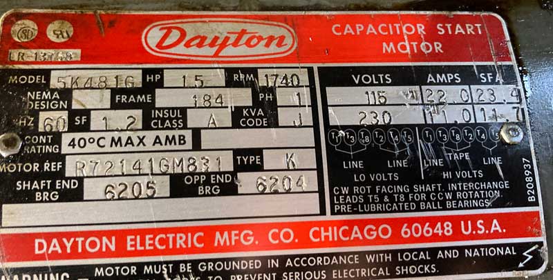 6 lead 110 220 volt electric capacitor start motor